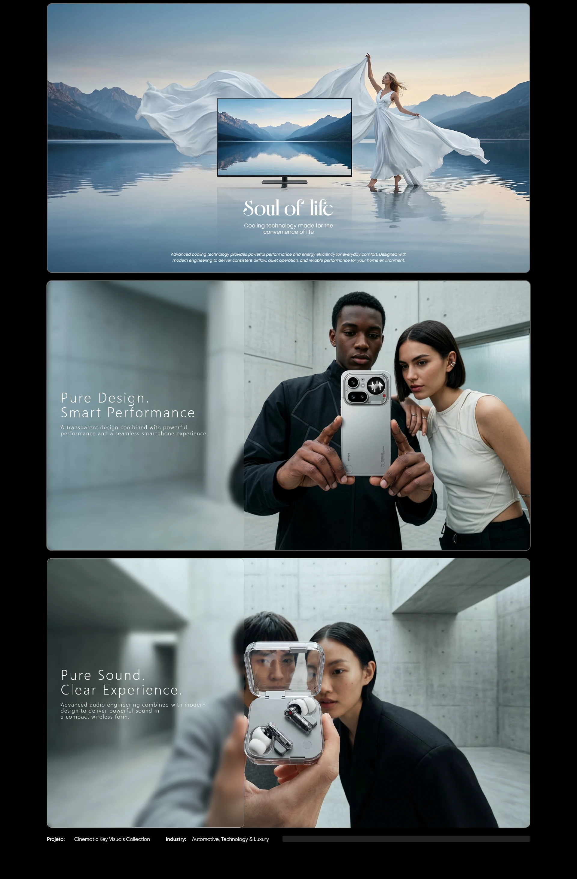 Cinematic key visuals for television, smartphones and audio