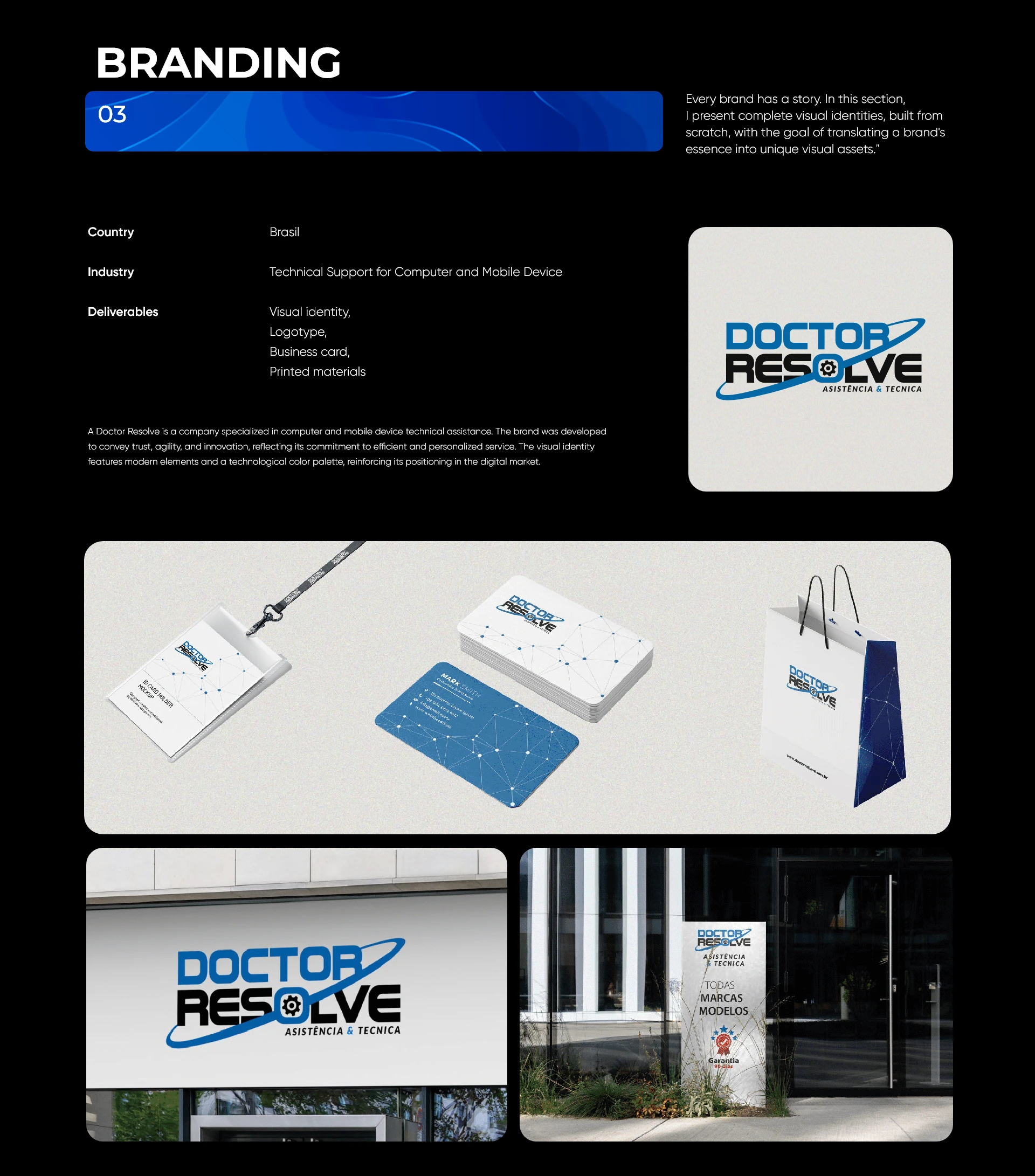 Doctor Resolve brand identity and branded applications