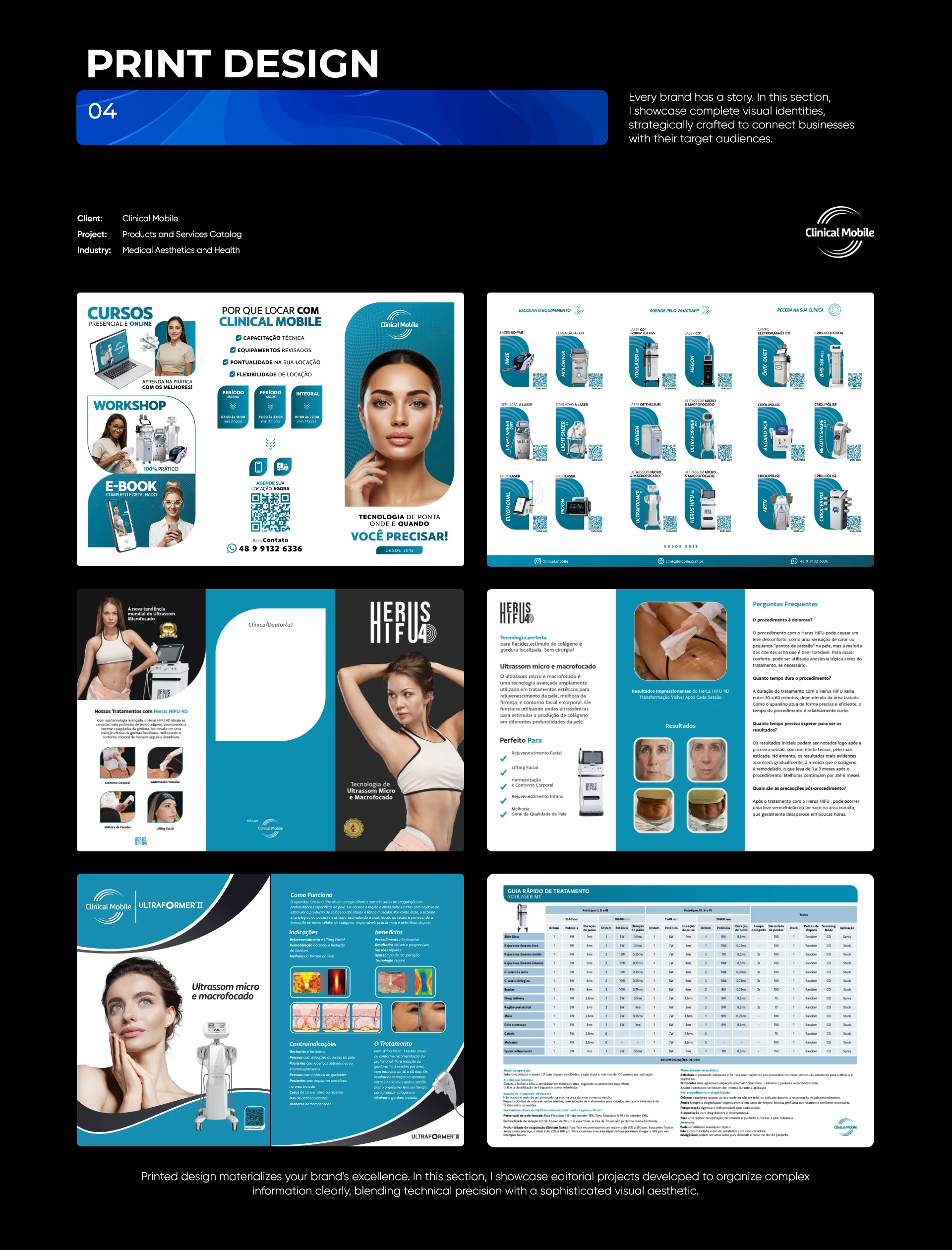 Clinical Mobile print design, catalogues and product brochures