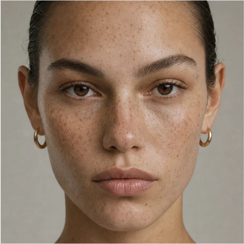 Detailed frontal portrait used to refine facial proportions