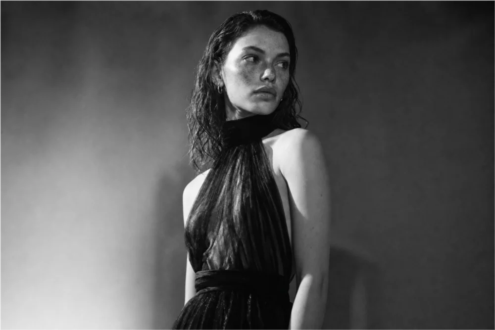 Monochrome portrait with sculptural lighting